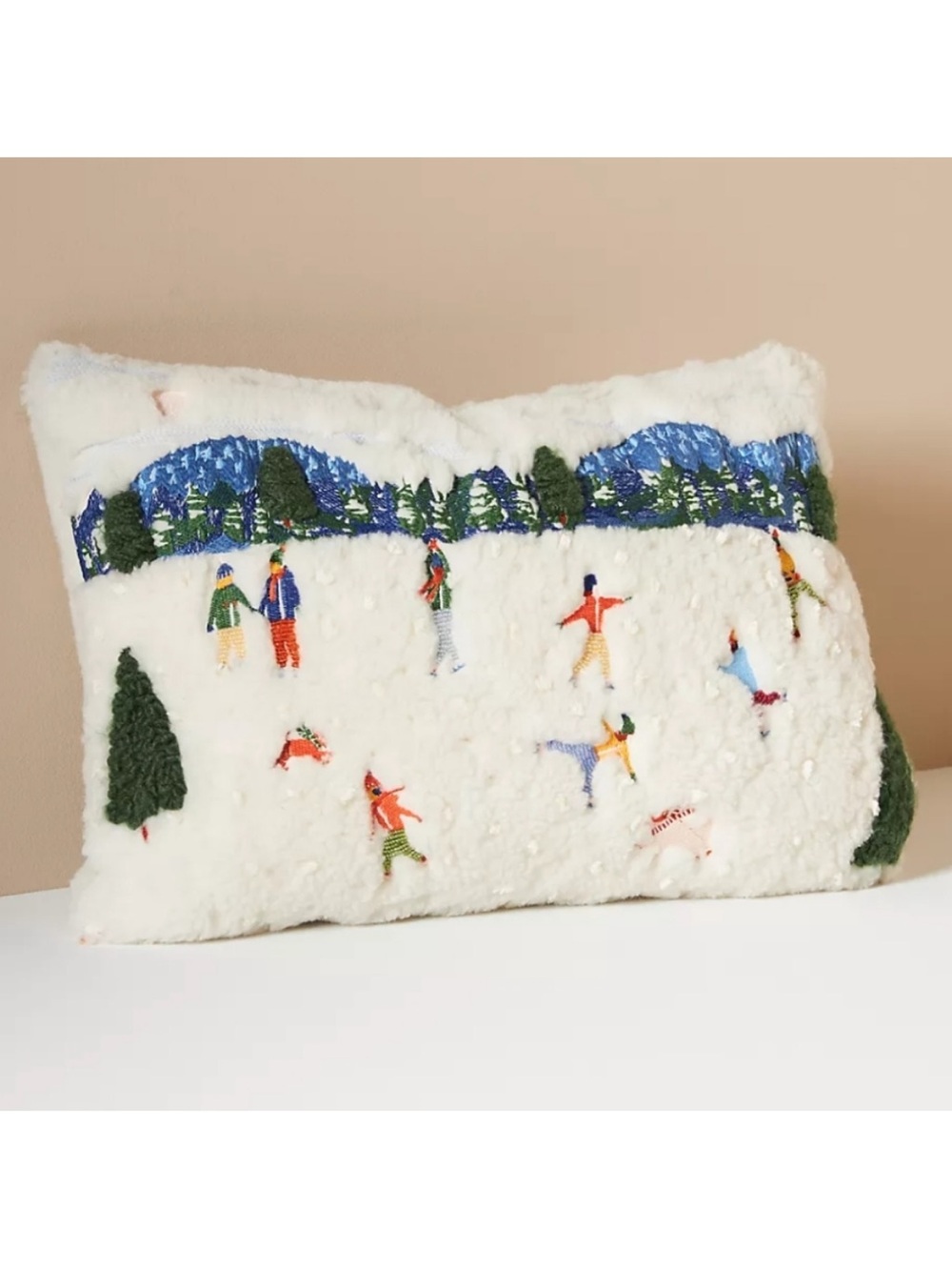 Anthropologie Snow Day
Pillow Embroidered White Accent Holiday Winter Christmas